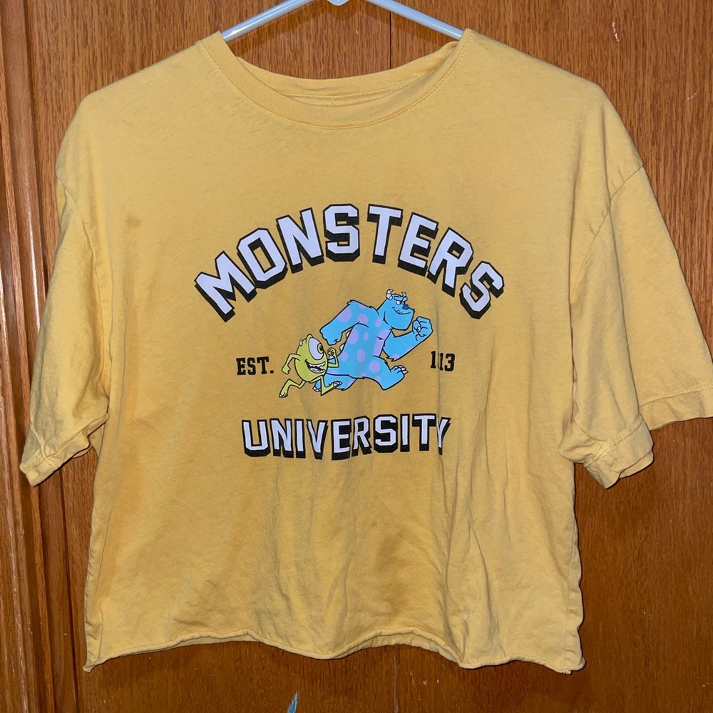 womens small monsters university crop top